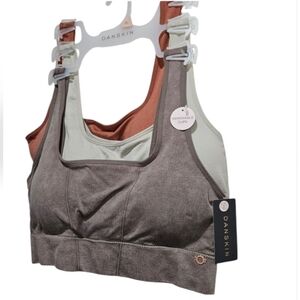 NWT! Set of 3 Danskin Bralettes in Brown Cream Terracotta Brand New X3 Bra